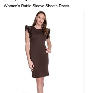Tommy Hilfiger Chocolate Ruffle-Sleeve Mini Dress
